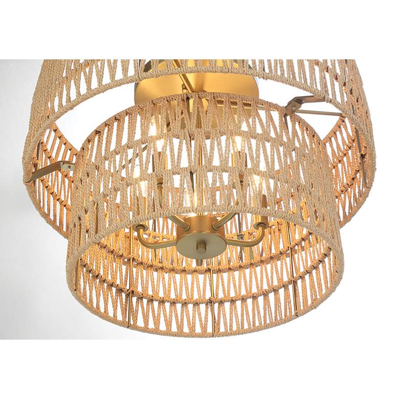 Image 7 Minka Bungalow Heaven 20" Wide Soft Brass Papyrus Rope Ceiling Light more views