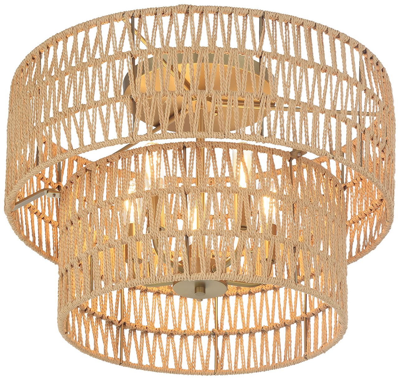 Minka Bungalow Heaven 20" Wide Soft Brass Papyrus Rope Ceiling Light