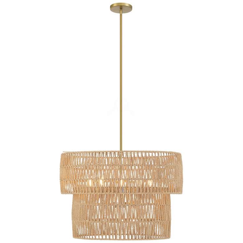 Image 2 Minka Bungalow Heaven 26" Wide Soft Brass Rope 5-Light Pendant