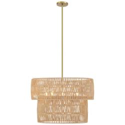 Minka Bungalow Heaven 26" Wide Soft Brass Rope 5-Light Pendant