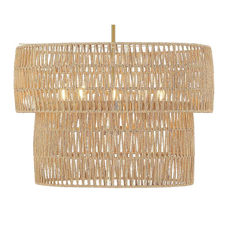 Image 3 Minka Bungalow Heaven 26" Wide Soft Brass Rope 5-Light Pendant more views