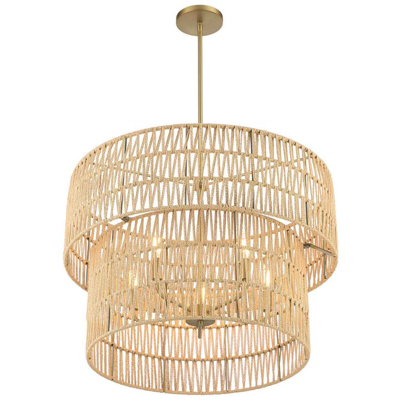 Image 5 Minka Bungalow Heaven 26" Wide Soft Brass Rope 5-Light Pendant more views