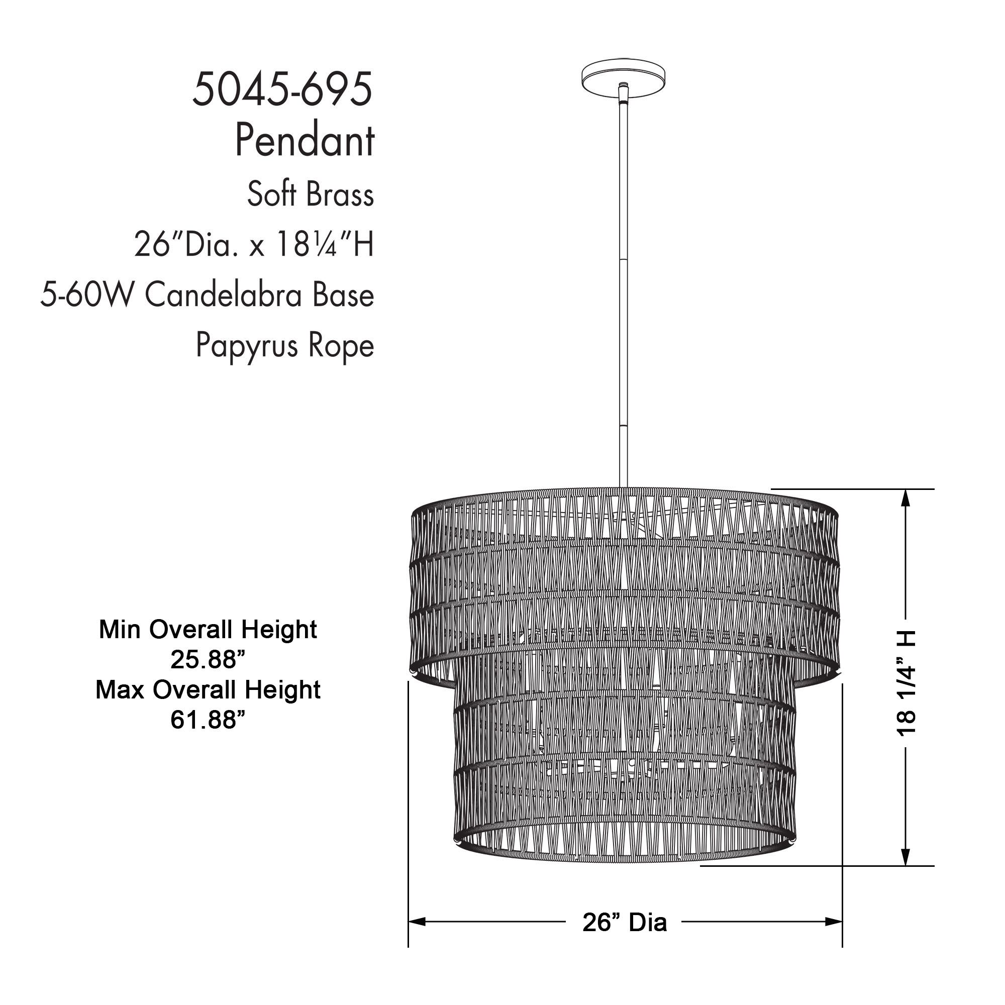 Minka Bungalow Heaven 26" Wide Soft Brass Rope 5-Light Pendant