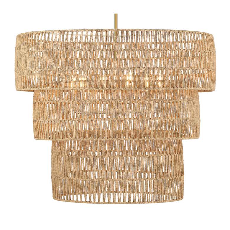 Image 2 Minka Bungalow Heaven 32" Brass Papyrus Rope 6-Light Coastal Pendant more views
