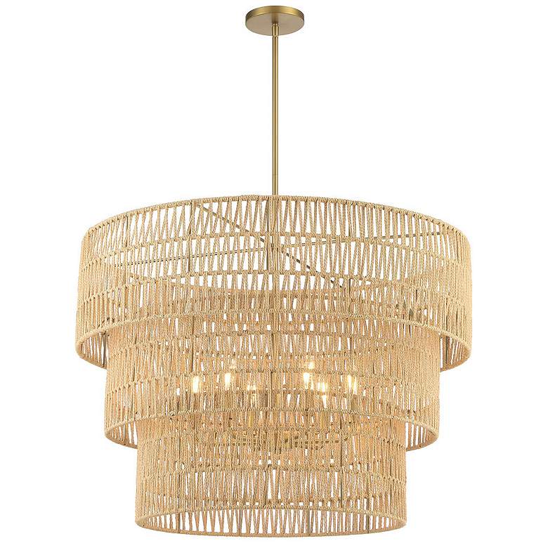 Image 4 Minka Bungalow Heaven 32" Brass Papyrus Rope 6-Light Coastal Pendant more views