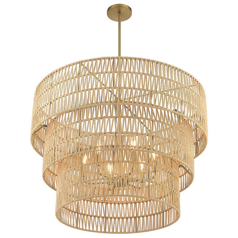Image 5 Minka Bungalow Heaven 32" Brass Papyrus Rope 6-Light Coastal Pendant more views