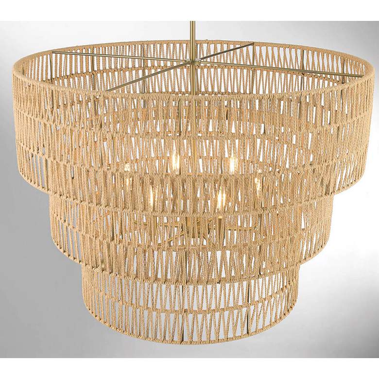 Image 6 Minka Bungalow Heaven 32" Brass Papyrus Rope 6-Light Coastal Pendant more views
