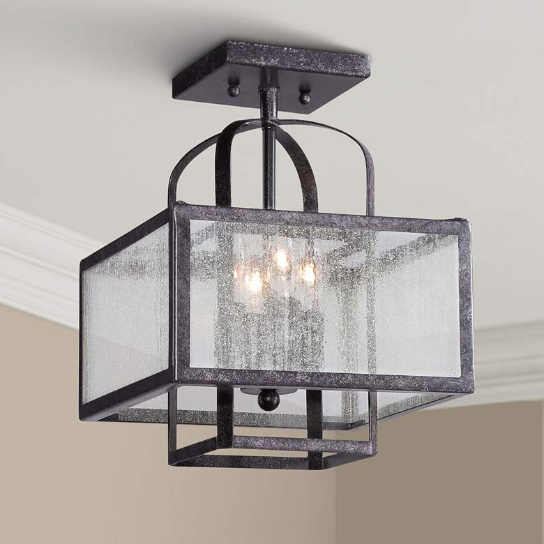 Image 1 Minka Camden Square 11 inch Wide Charcoal Ceiling Light
