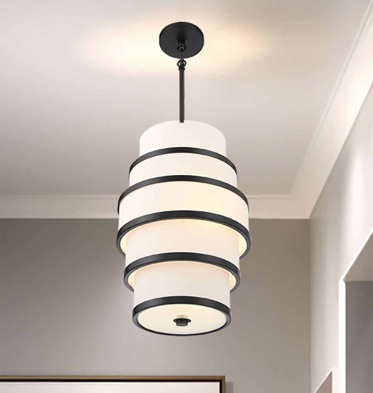 Minka Cascade 12 1/4" Wide Coal and White Tiered Pendant Light