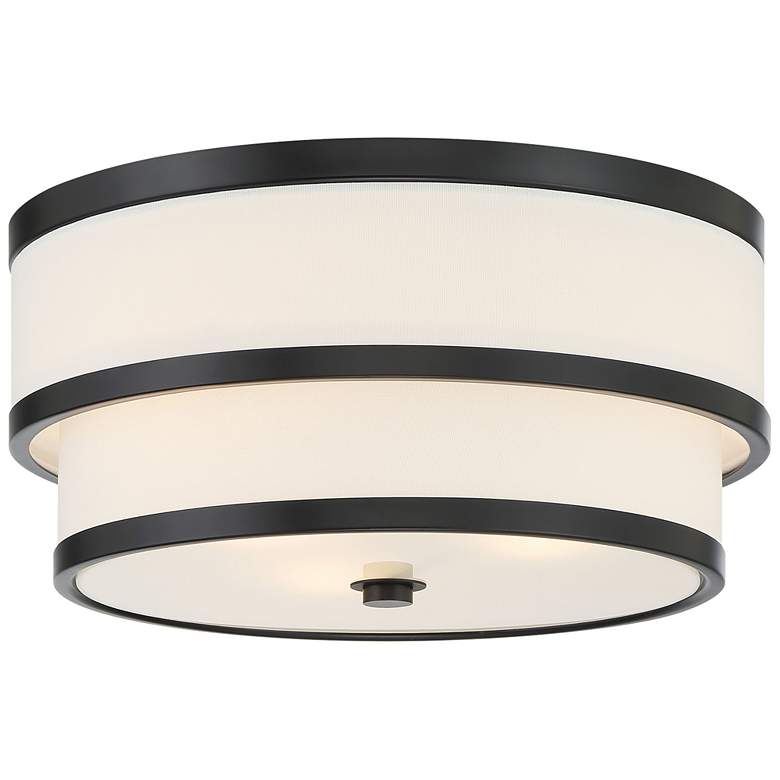 Image 1 Minka Cascade 15" Modern Black and White Double Drum Ceiling Light