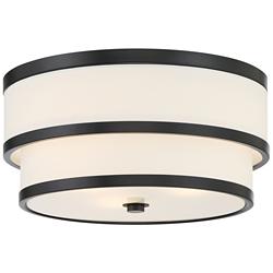 Minka Cascade 15" Modern Black and White Double Drum Ceiling Light