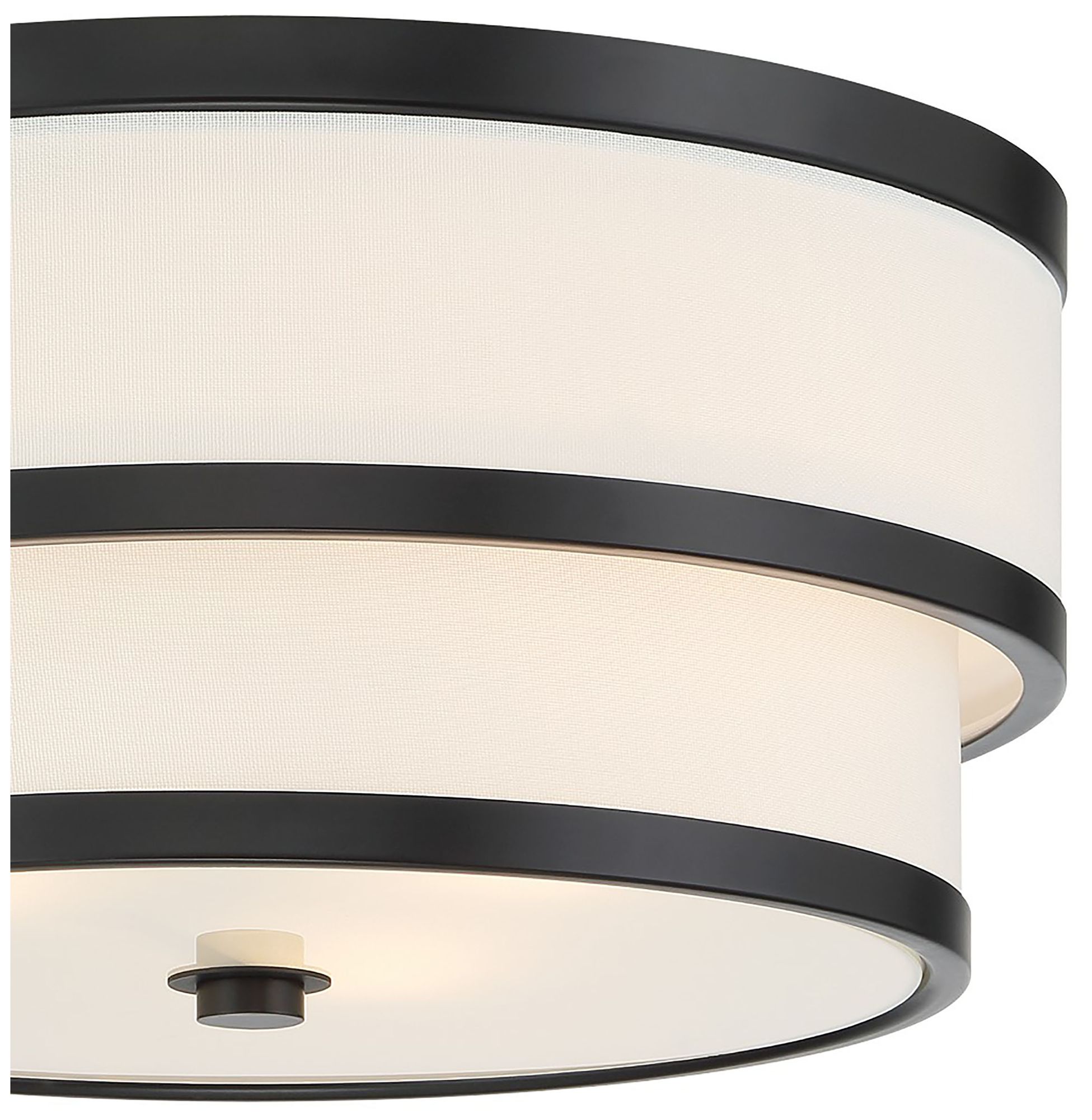 Minka Cascade 15" Modern Black and White Double Drum Ceiling Light