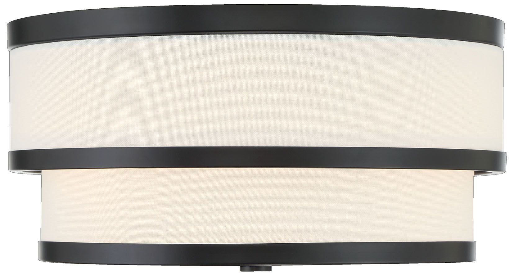 Minka Cascade 15" Modern Black and White Double Drum Ceiling Light
