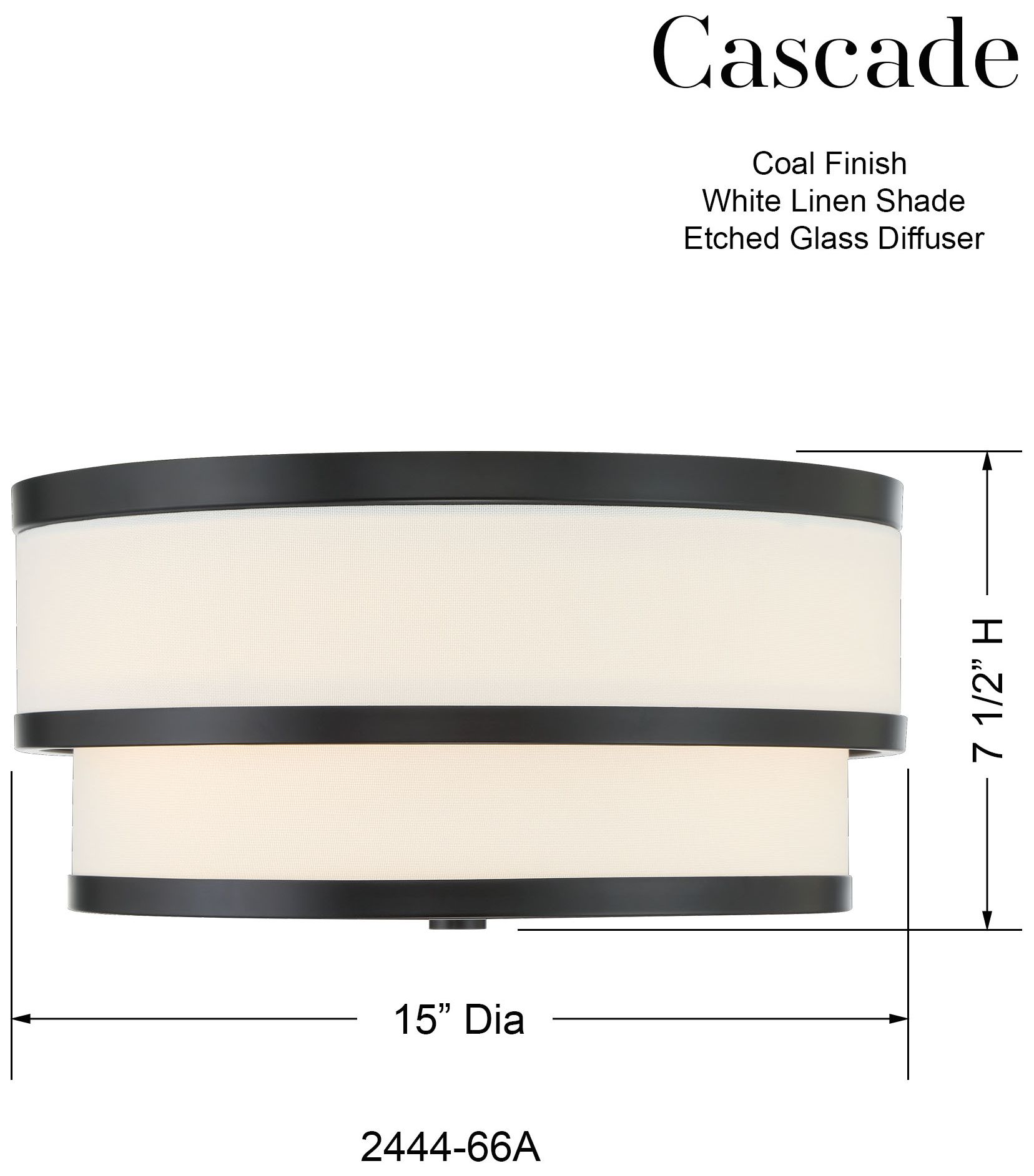 Minka Cascade 15" Modern Black and White Double Drum Ceiling Light