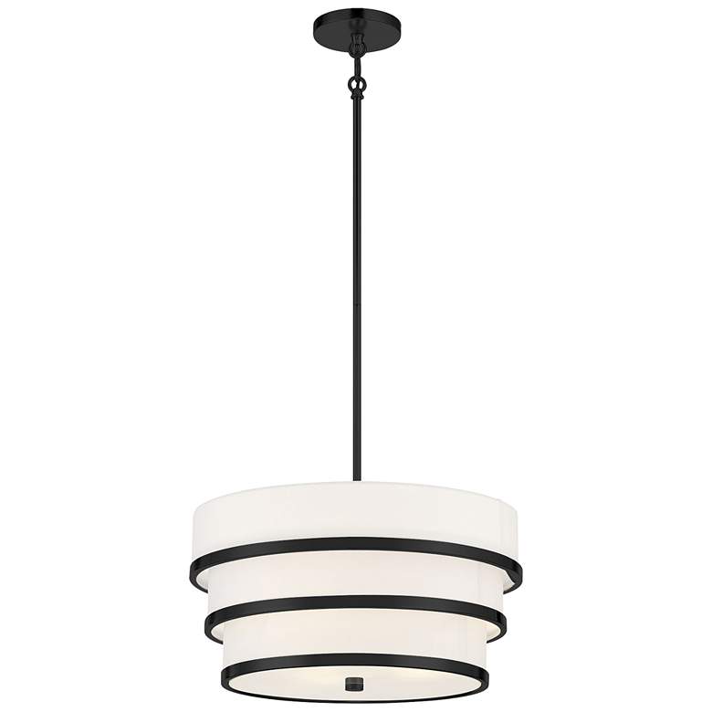 Image 1 Minka Cascade 18" Wide Coal 3-Tier Drum Pendant Light