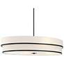 2_Minka Cascade 42" Wide Coal Black White Linen Drum Pendant Light