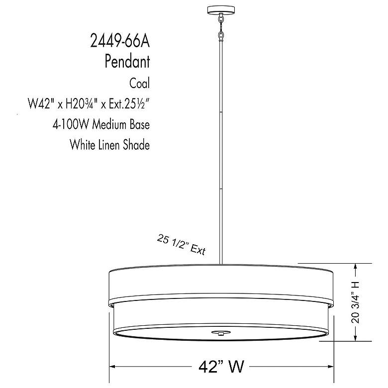 Image 4 Minka Cascade 42" Wide Coal Black White Linen Drum Pendant Light more views