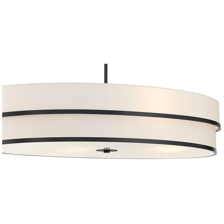 Image 5 Minka Cascade 42" Wide Coal Black White Linen Drum Pendant Light more views