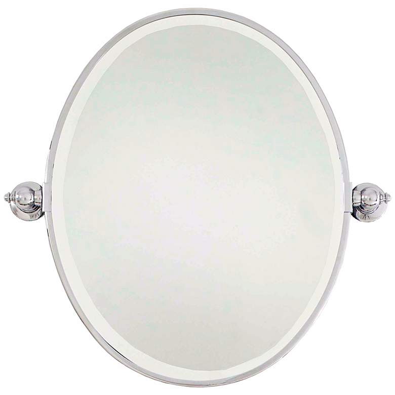 Minka Chrome 24&quot; x 24 1/2&quot; Oval Bathroom Wall Mirror