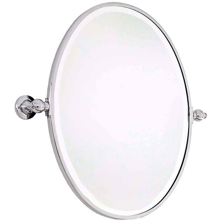 Image 2 Minka Chrome 24 inch x 24 1/2 inch Oval Bathroom Wall Mirror more views