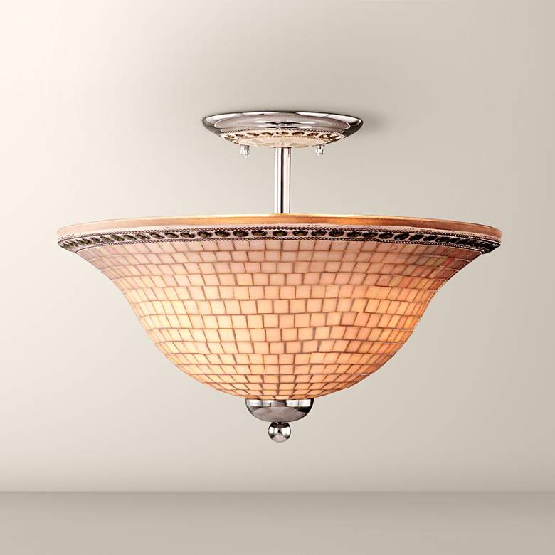 Image 1 Minka Chrome Mosaic 16 inch Wide Ceiling Light Fixture