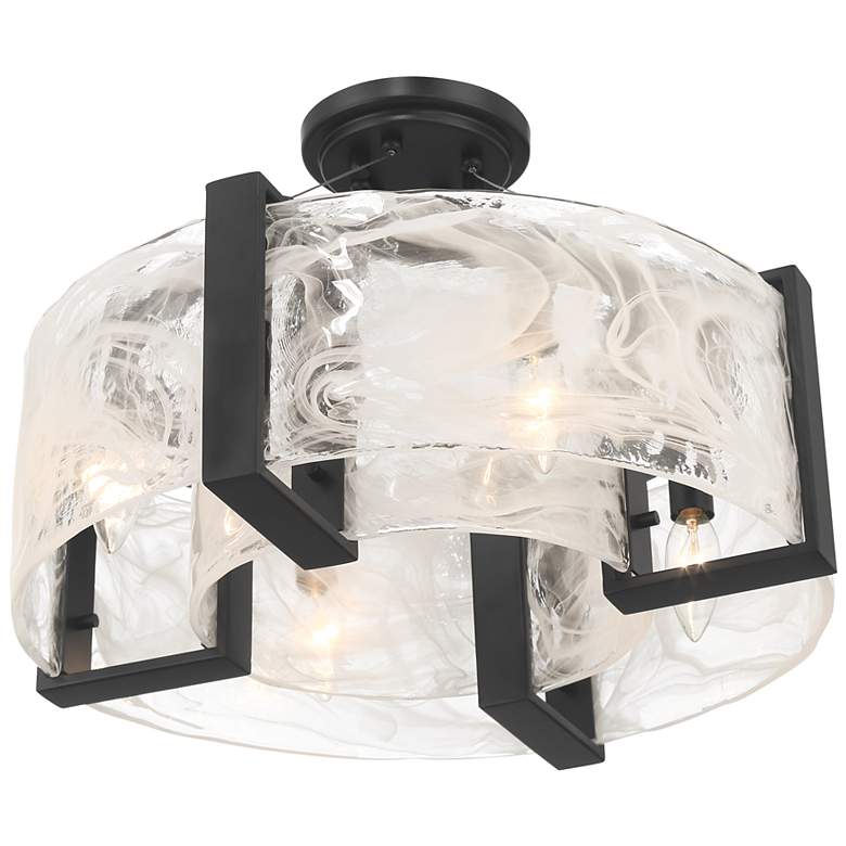 Image 4 Minka Cloud Break 18" Wide 4-Light Art Glass Shade Ceiling Light more views