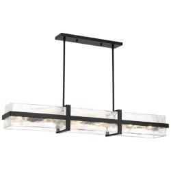 Minka Cloud Break 48" Wide Coal Black Cloud Glass Linear Chandelier