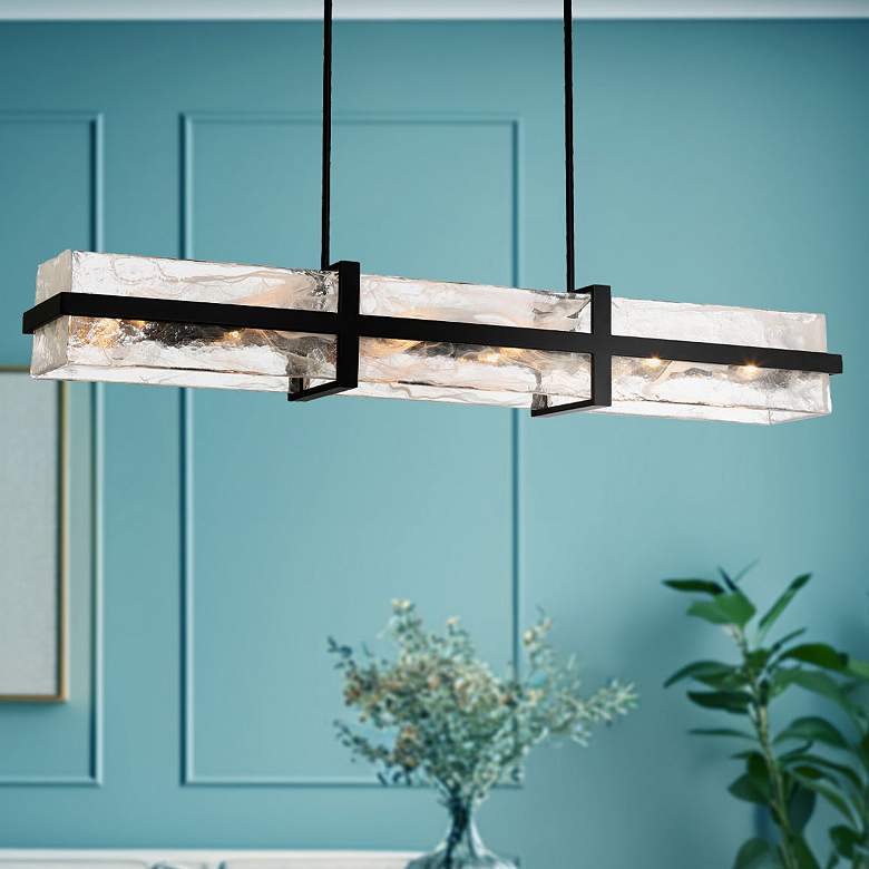 Image 1 Minka Cloud Break 48" Wide Coal Black Cloud Glass Linear Chandelier