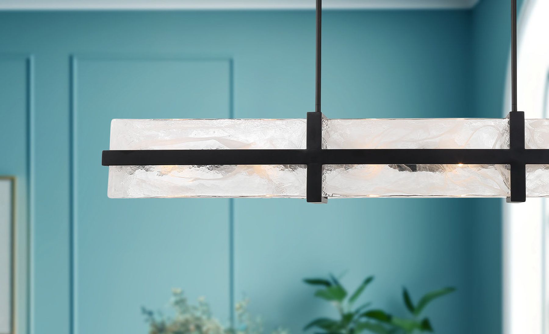 Minka Cloud Break 48" Wide Coal Black Cloud Glass Linear Chandelier