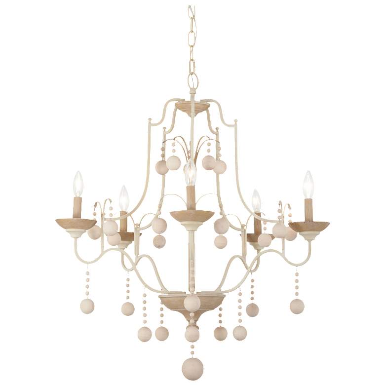 Image 1 Minka Colonial Charm 28" Wide White Wash and Clay 5-Light Chandelier