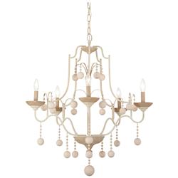 Minka Colonial Charm 28" Wide White Wash and Clay 5-Light Chandelier