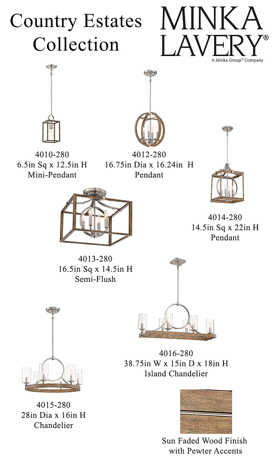 Image 7 Minka Country Estates 14 1/2" Wide Wood and Nickel 4-Light Pendant more views