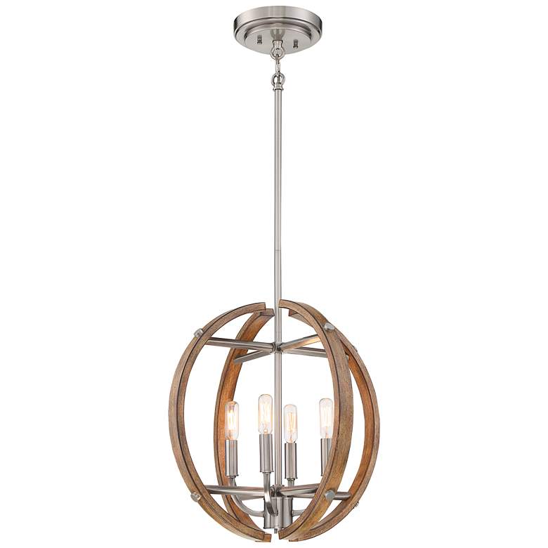 Image 2 Minka Country Estates 16 3/4 inch Wide Wood and Nickel 4-Light Pendant