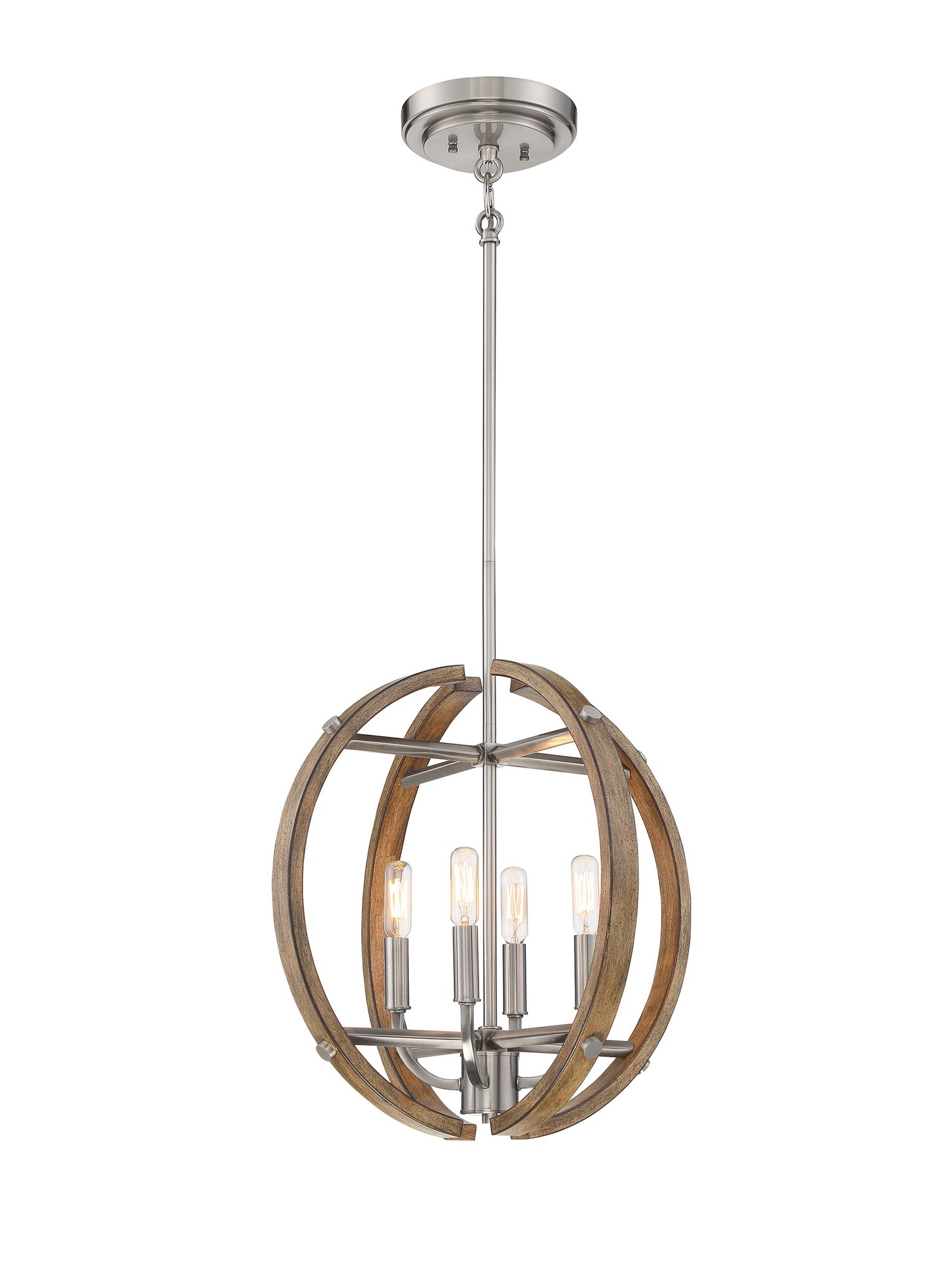 Image 7 Minka Country Estates 16 3/4" Wide Wood and Nickel 4-Light Pendant more views