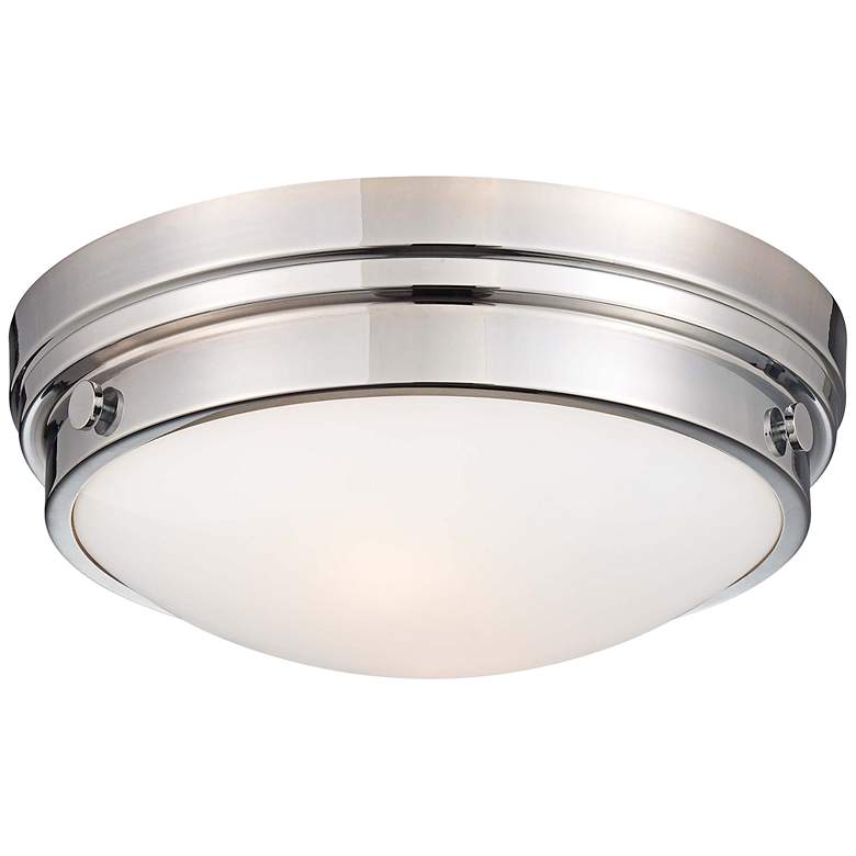 Image 2 Minka Culver 13 1/4" Wide White Glass and Chrome Button Ceiling Light