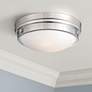 1_Minka Culver 13 1/4" Wide White Glass and Chrome Button Ceiling Light