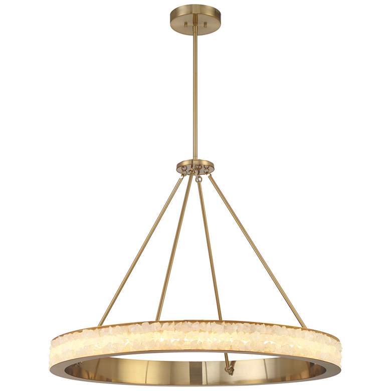 Image 2 Minka Divinely 36 1/4" Brass and Quartz Crystal LED Ring Chandelier