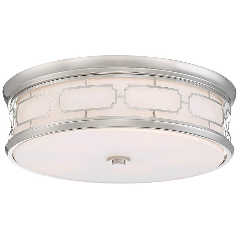 Image 2 Minka Drum Flush Mount 20" Modern Deco Nickel LED Ceiling Light