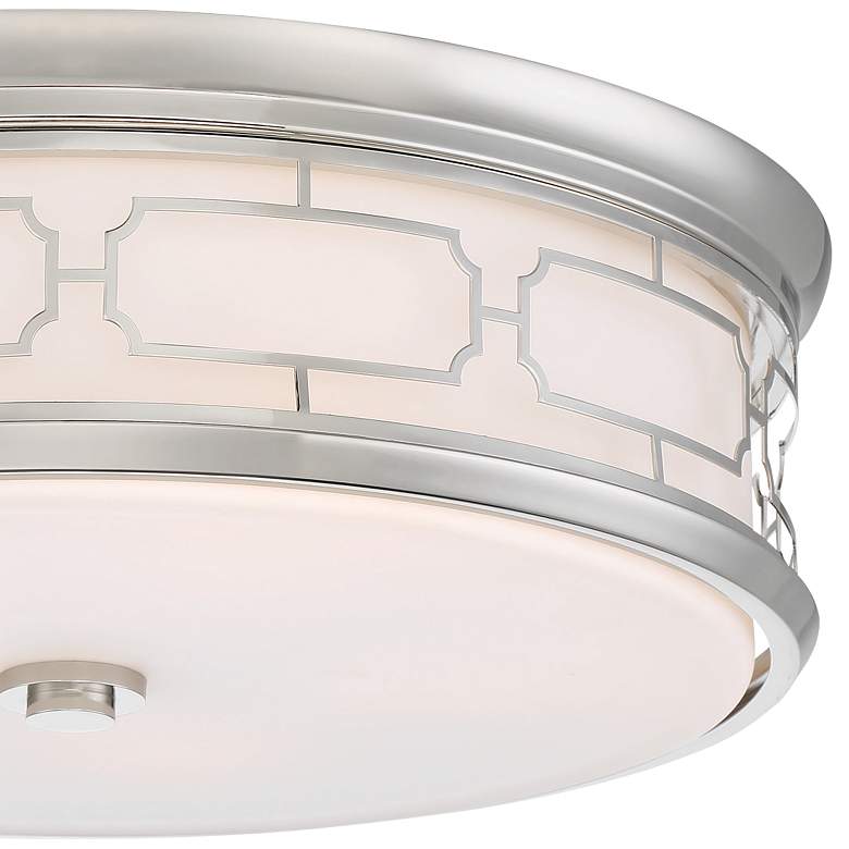 Image 3 Minka Drum Flush Mount 20" Modern Deco Nickel LED Ceiling Light more views