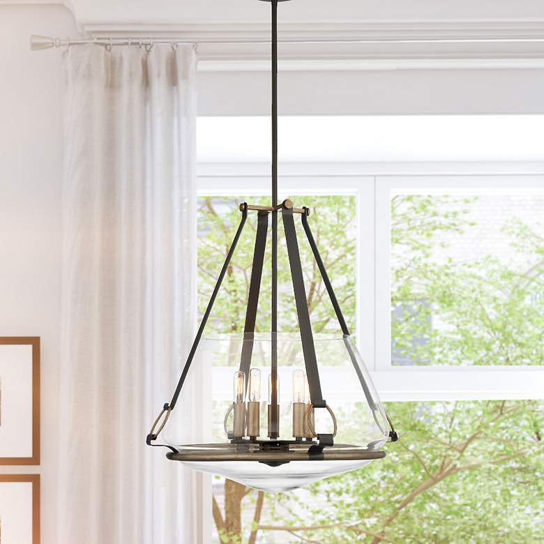 Image 1 Minka Eden Valley 22" Wide Smoked Iron w/ Aged Gold 5-Light Chandelier