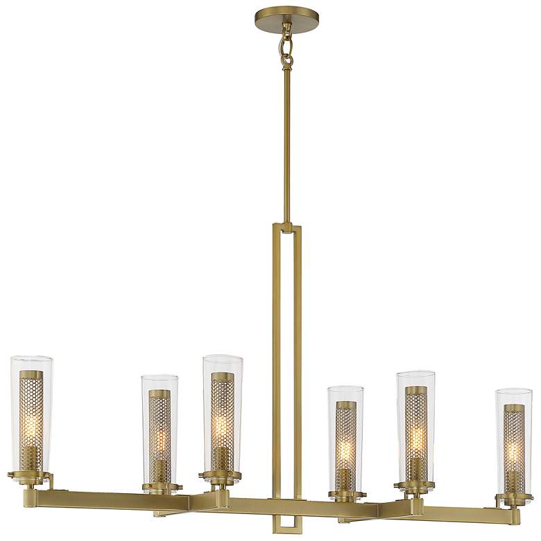 Image 2 Minka Emmerham 44" Wide Soft Brass 6-Light Linear Island Pendant