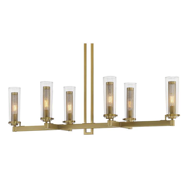 Image 3 Minka Emmerham 44" Wide Soft Brass 6-Light Linear Island Pendant more views