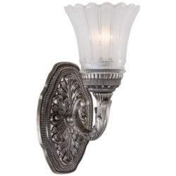 Minka Europa 11 1/4" Traditional Nickel and Etched Glass Wall Sconce