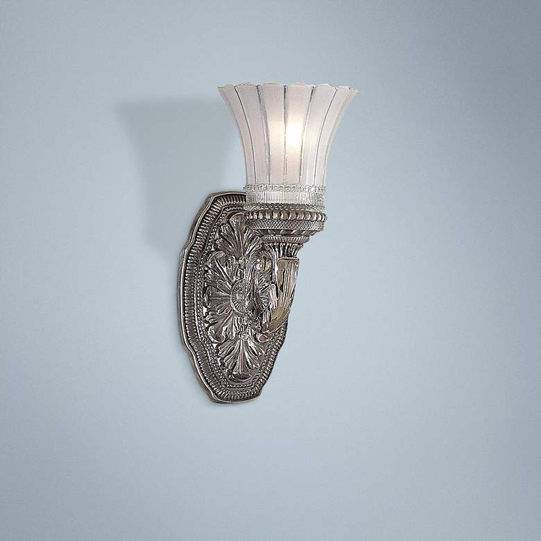 Image 1 Minka Europa 11 1/4" Traditional Nickel and Etched Glass Wall Sconce