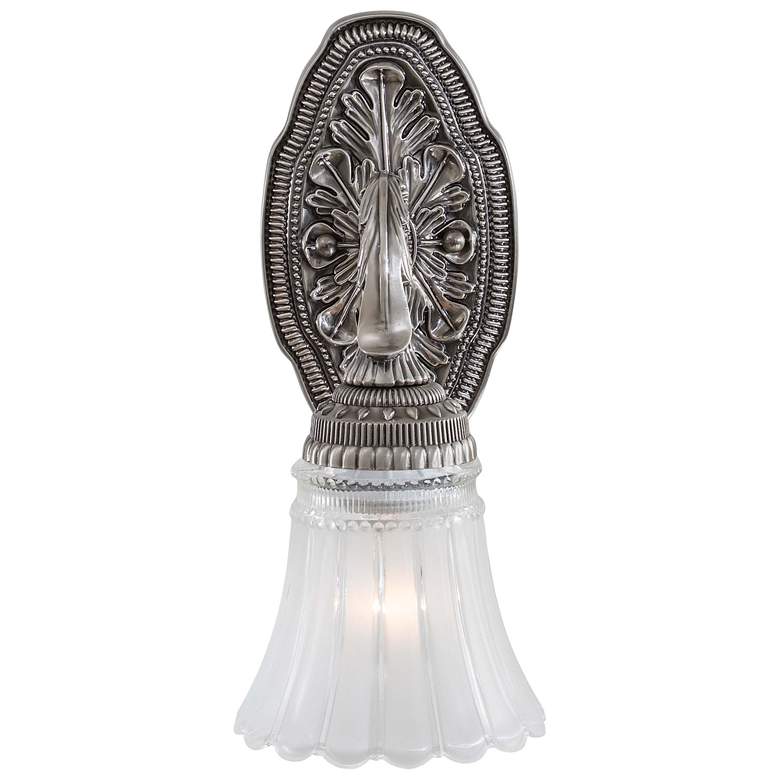 Image 3 Minka Europa 11 1/4" Traditional Nickel and Etched Glass Wall Sconce more views