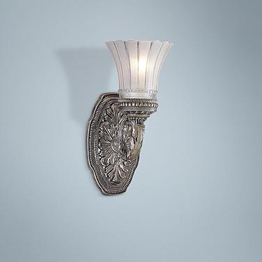 Minka Europa 11 1/4" Traditional Nickel and Etched Glass Wall Sconce