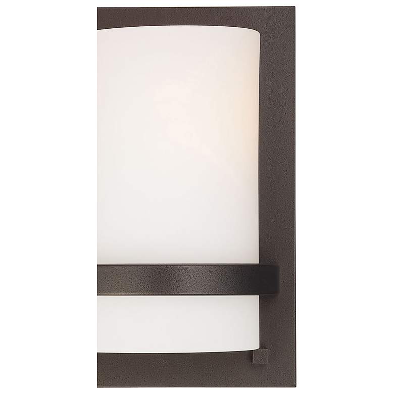 Image 3 Minka Fieldale Lodge 10" High Smoked Iron White Glass Wall Sconce more views