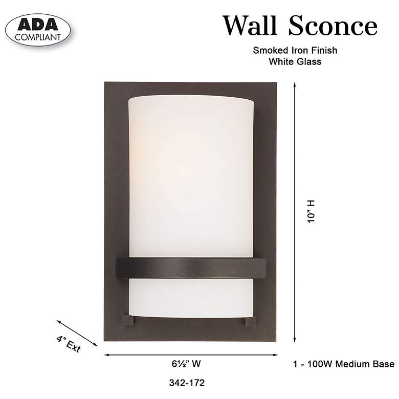 Image 6 Minka Fieldale Lodge 10" High Smoked Iron White Glass Wall Sconce more views