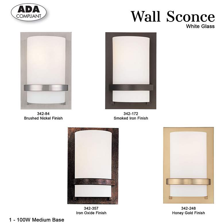 Image 7 Minka Fieldale Lodge 10" High Smoked Iron White Glass Wall Sconce more views