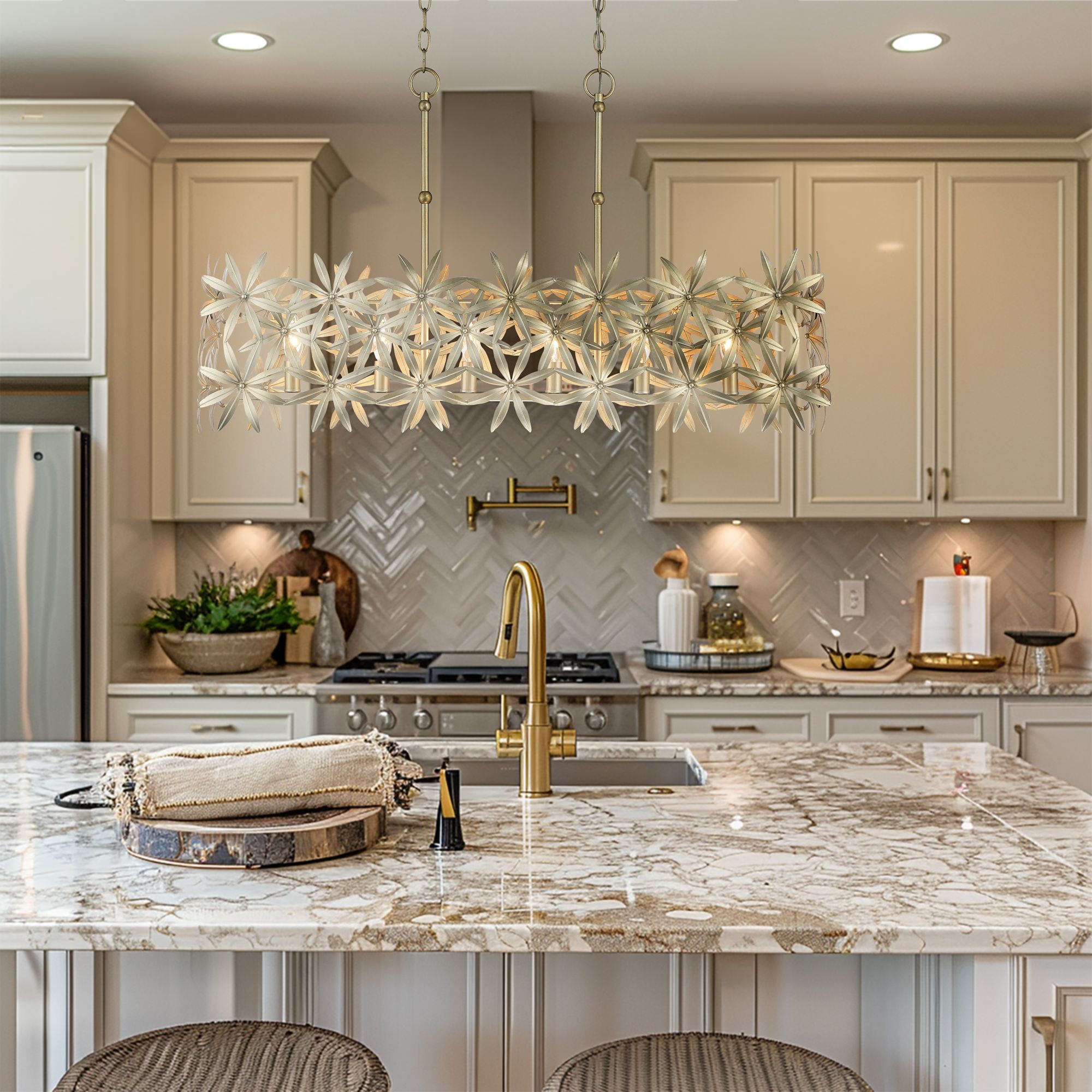 Minka Flower Child 38 1/2" Wide Ambry Gold 6-Light Island Chandelier in scene